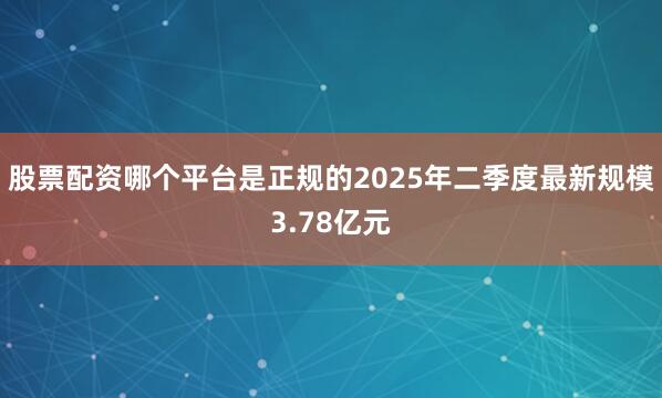 股票配资哪个平台是正规的2025年二季度最新规模3.78亿元
